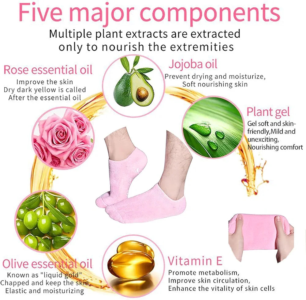 Moisturizing Socks, Gel Socks Soft Moisturizing Gel Socks, Gel Spa Socks for Repairing and Softening Dry Cracked Feet Skins )